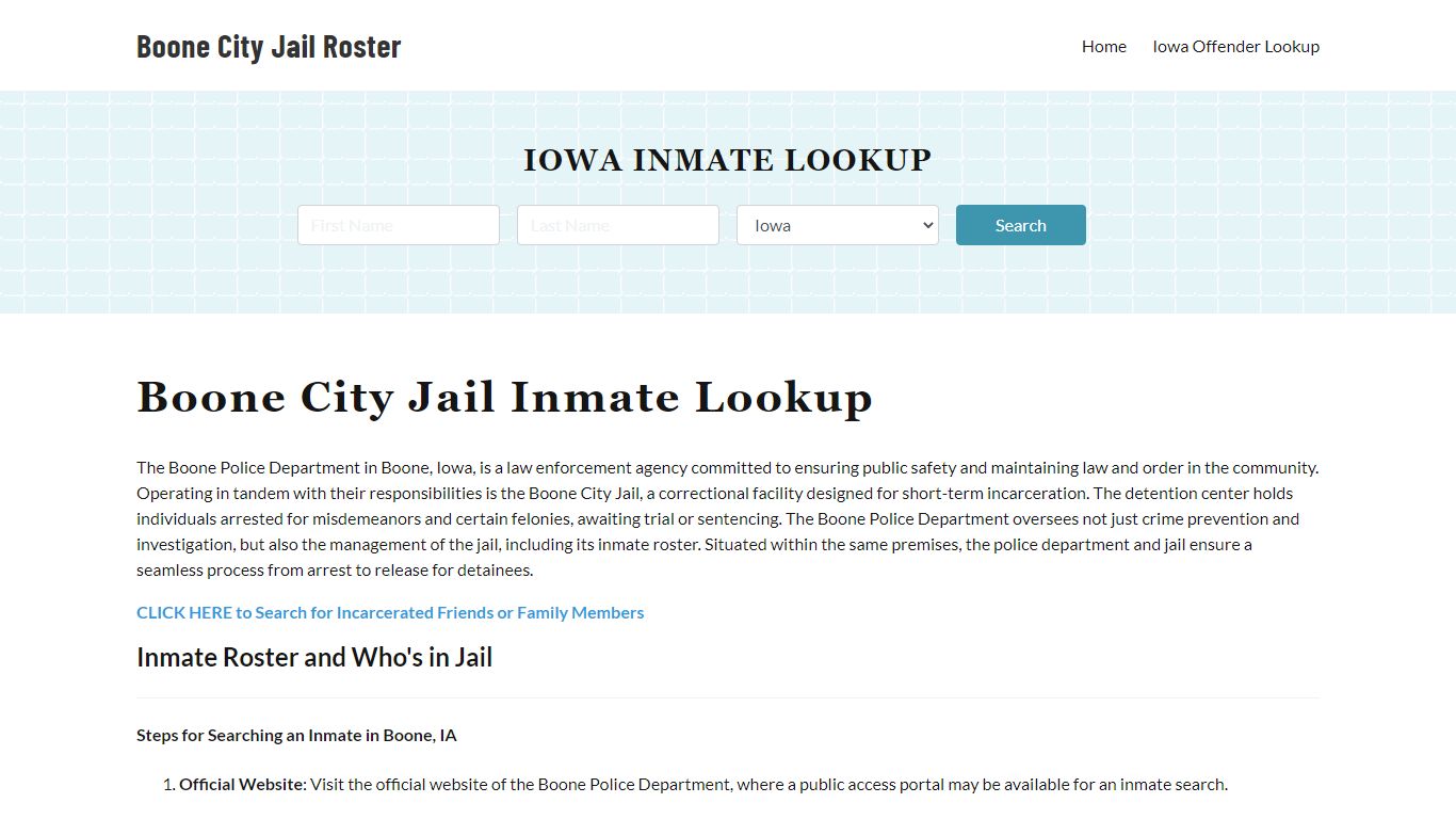 Boone Police Department & City Jail, IA Inmate Roster, Arrests, Mugshots