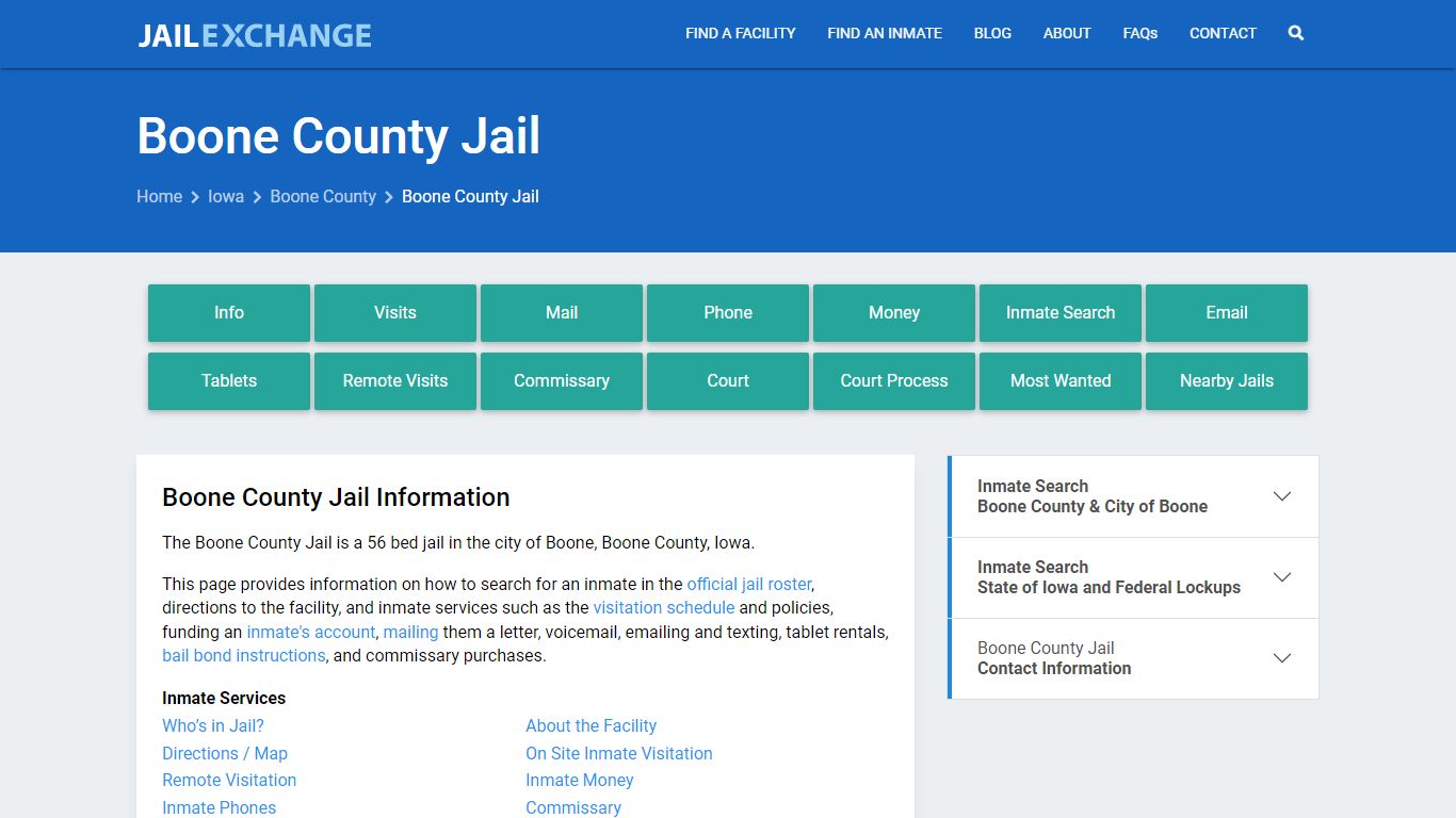 Boone County Jail, IA Inmate Search, Information